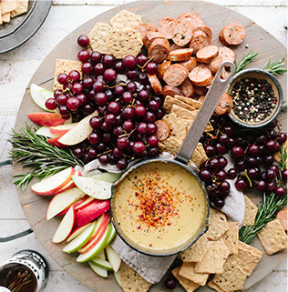 mixed plate of starter with dips